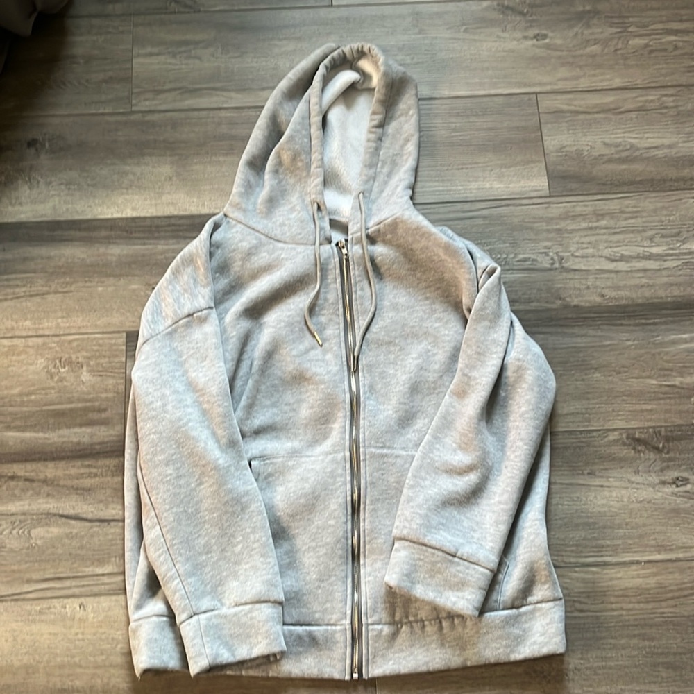 Gray Oversized Zip Up